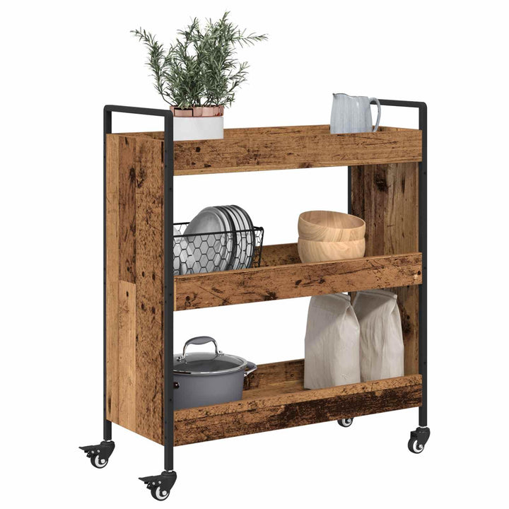vidaXL Küchentrolley Altholz 70 x 30 x 82 cm Holzwerkstoff, Moderner Küchentrolley, robuster Holz, p