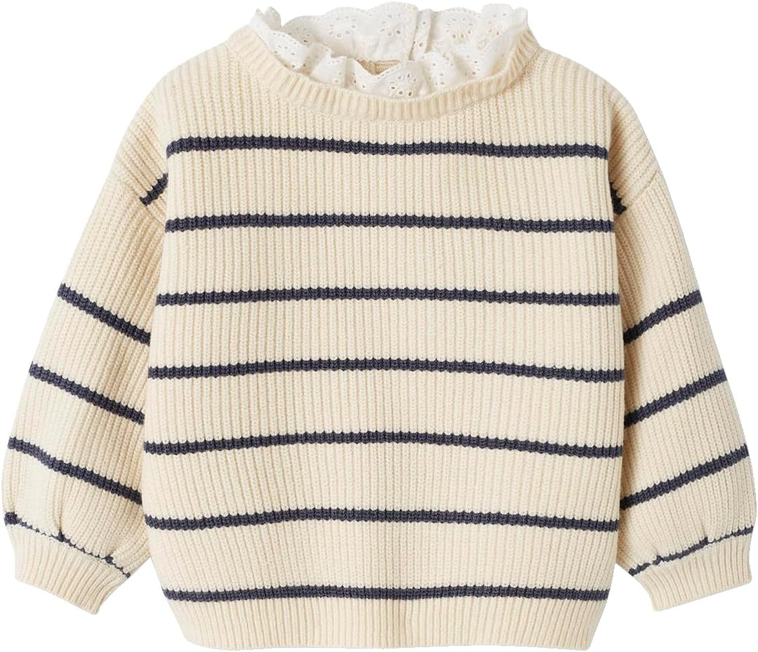 Vertbaudet Baby Pullover mit Volantkragen Mama-Tochter-Capsule Bleu Klassisch, Bleu Klassisch