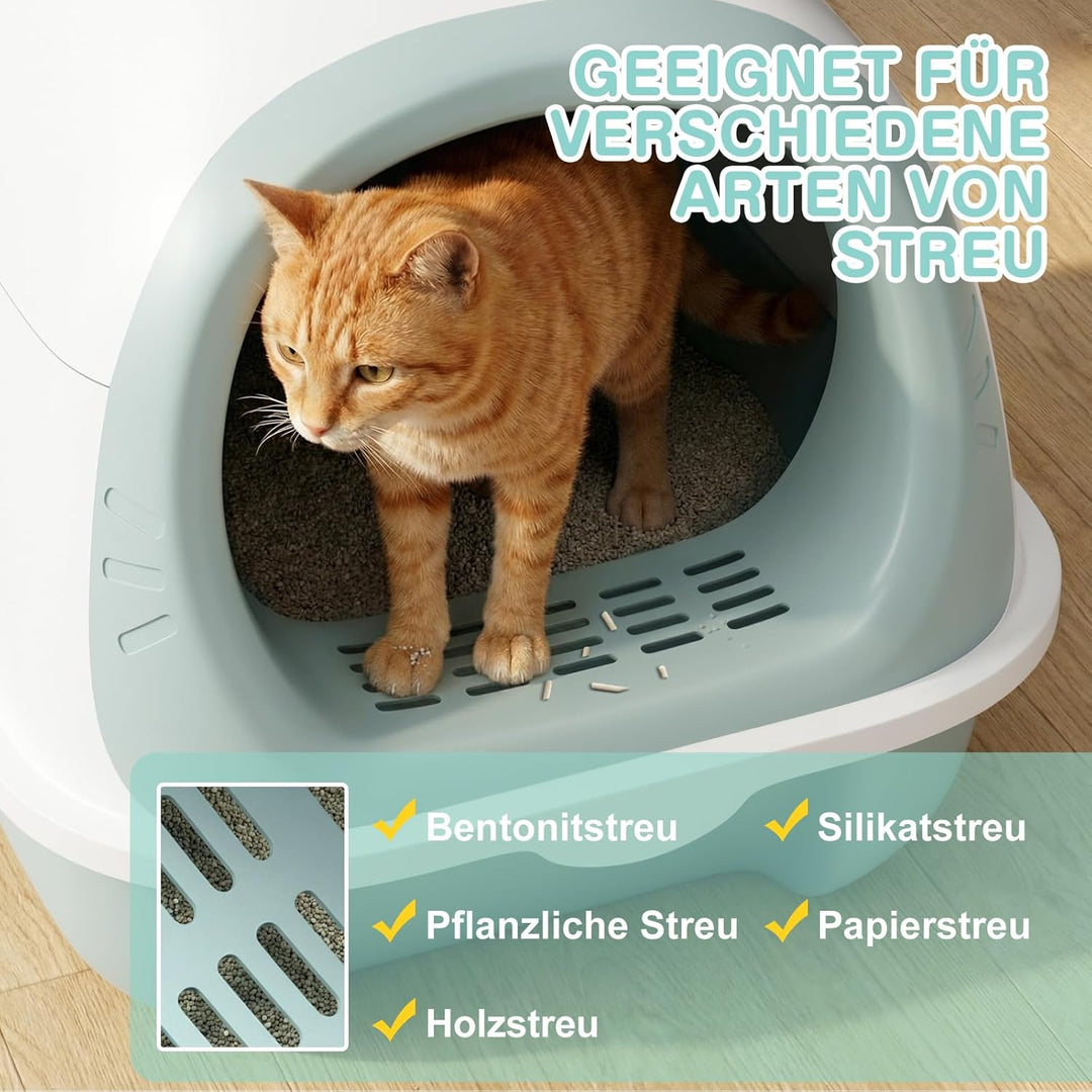 3-in-1 Katzenklo, mit deckel, Zvonema Katzentoilette hoher Rand, niedriger Einstieg für Kätzchen & S