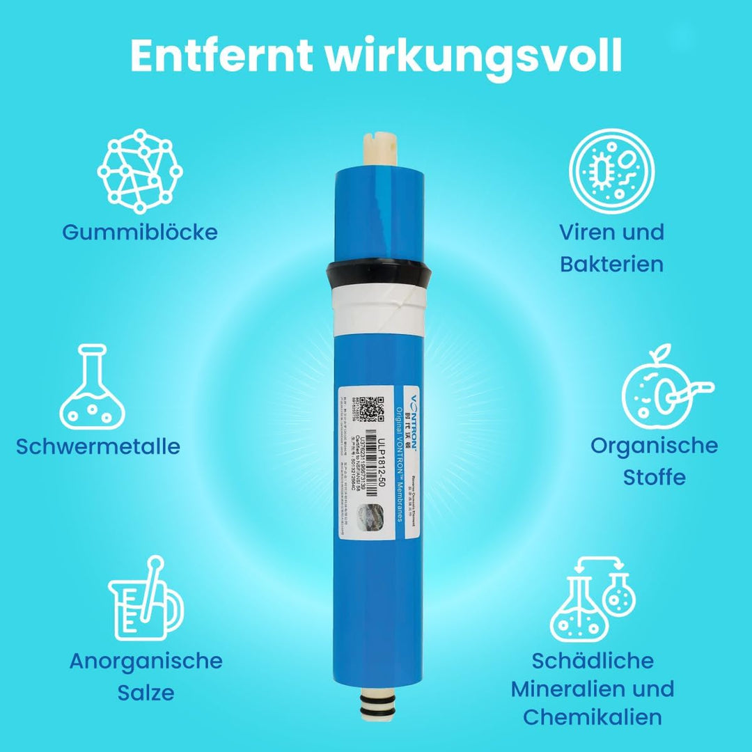 Vontron-Membran, ideal für Umkehrosmose, 50 GPD, speziell für die Entfernung von organischen Salzen,