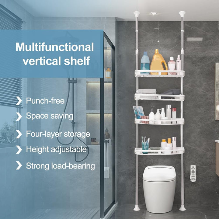 BAOYOUNI Teleskop Badregal mit 4 Offene Ablagekörbe, Regal über Toilette aus Metall und Kunststoff,