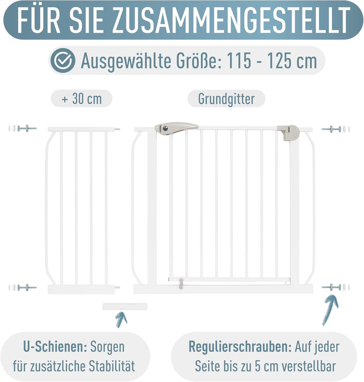 ib style® Berrin ! PREISSIEGER ! Treppengitter 58-175 cm | Ohne Bohren |Auto-Close| 90° Stop | Einha