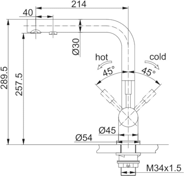Design Wasserhahn 3 Wege Franke L Auslauf Massiv Edelstahl Küchenarmatur Mischbatterie 3-Wege-Wasser