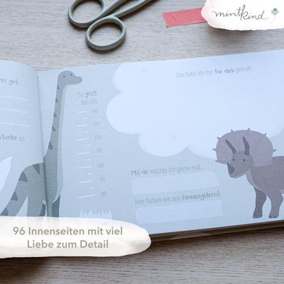 mintkind® „Meine Freunde“ Freundebuch Dino | für Junge und Mädchen | Freundschaftsbuch Kindergarten,