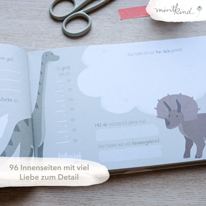 mintkind® „Meine Freunde“ Freundebuch Dino | für Junge und Mädchen | Freundschaftsbuch Kindergarten,
