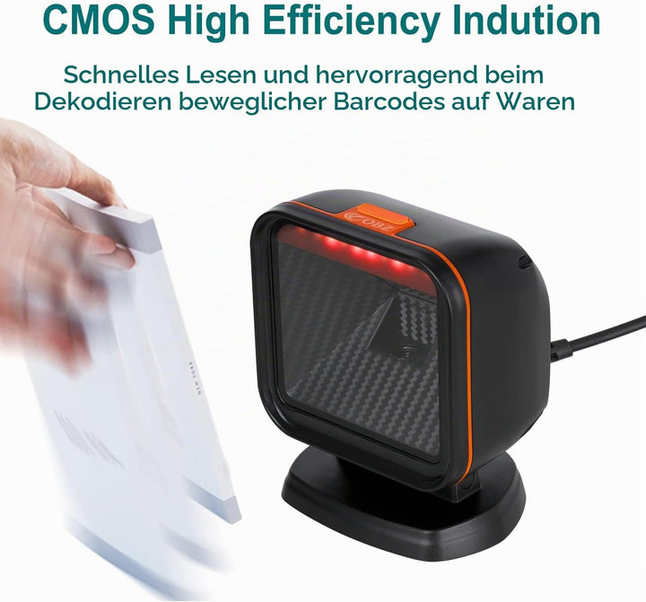 OBZ 1D 2D Desktop Barcode Scanner, QR Code Scanner USB Wired Hands-Free Barcode-Scanner Kassen Scann