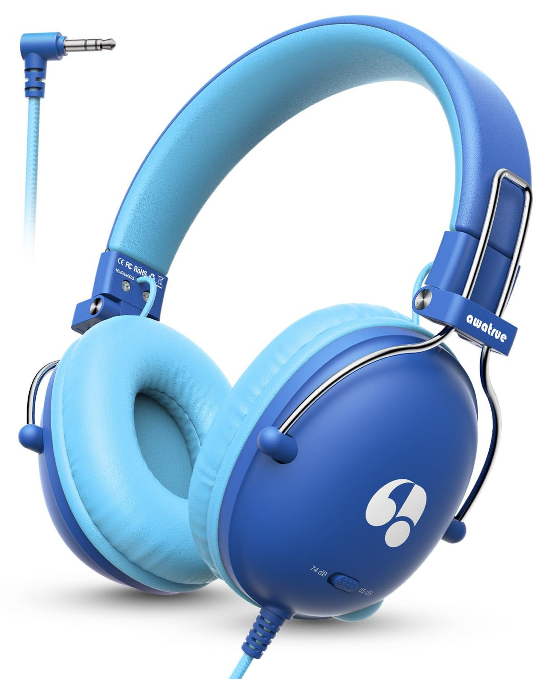 awatrue Kinder Kopfhörer, 74/85dB Lautstärkegrenze Kopfhörer Kinder mit Kabel, Stereo Sound, HD-Ton,