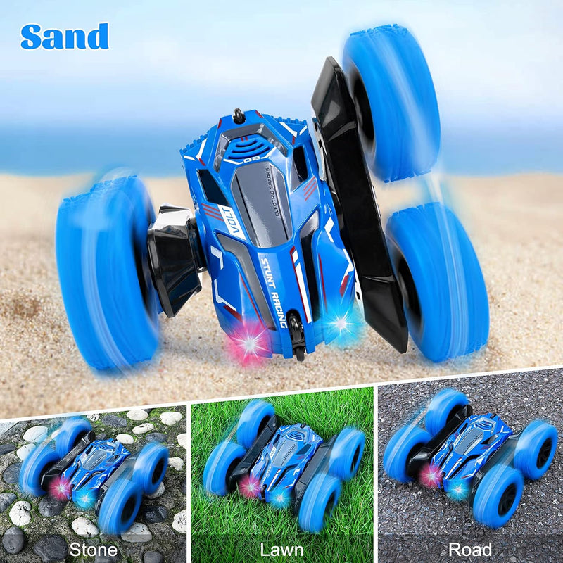 Ferngesteuertes Auto für Kinder RC Stunt 4WD 2.4 Ghz Fernbedienung 360° Flip Offroad mit Zwei auflad