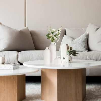 Keramikvase 3er-Set, Moderne Bauernhaus-Dekoration, weisse kleine Keramikkanne, 3er-Set, Keramik-Fin