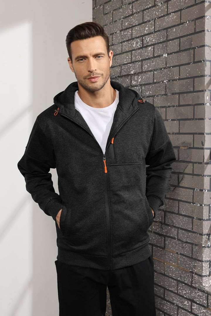 CTU Herren Hoodies Zip Up Langarm Fleece Sweatshirts Hoodies für Männer S-3XL, S Schwarz