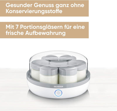SEVERIN Joghurtbereiter, Joghurtmaschine mit Zeitanzeige zum Herstellen von selbstgemachtem und vega