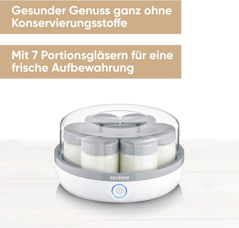 SEVERIN Joghurtbereiter, Joghurtmaschine mit Zeitanzeige zum Herstellen von selbstgemachtem und vega