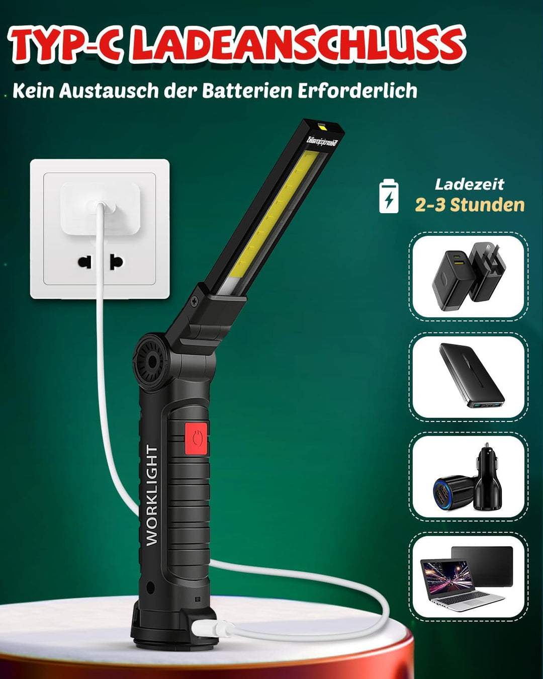 Coquimbo LED Arbeitsleuchte Werkstattlampe, Taschenlampe Aufladbar Werkstatt Handlampe Geschenke für