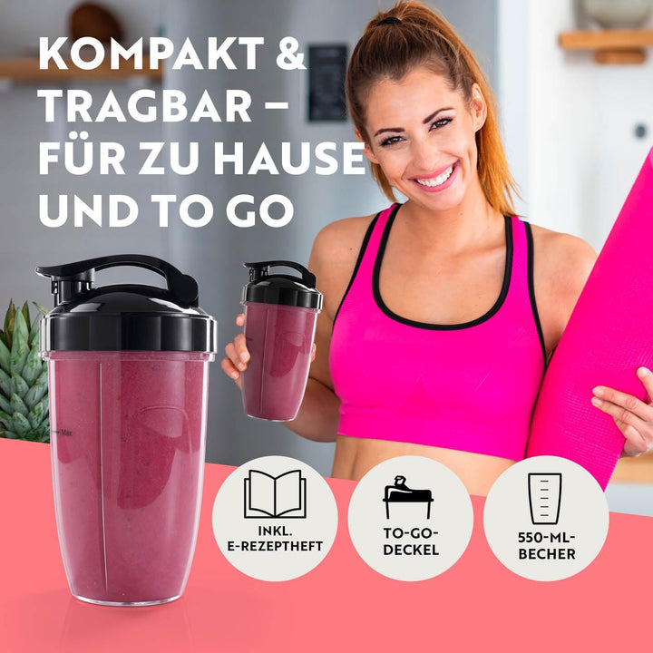 GOURMETmaxx Mixer &amp; Smoothie Maker 4-tlg. | Standmixer elektrisch für den Vitaminkick to go | Nutrit
