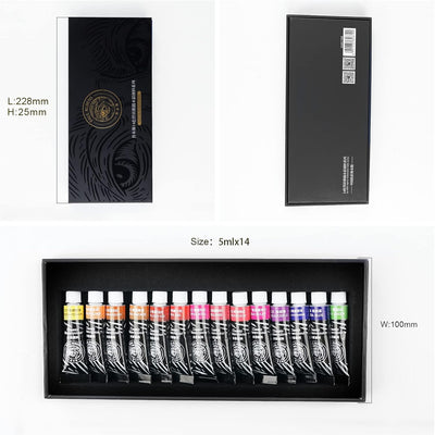 Paul Rubens Aquarellfarben set - 14 Neonfarben x 5 ml Tuben Wasserfarben Opera, hochpigmentierte und