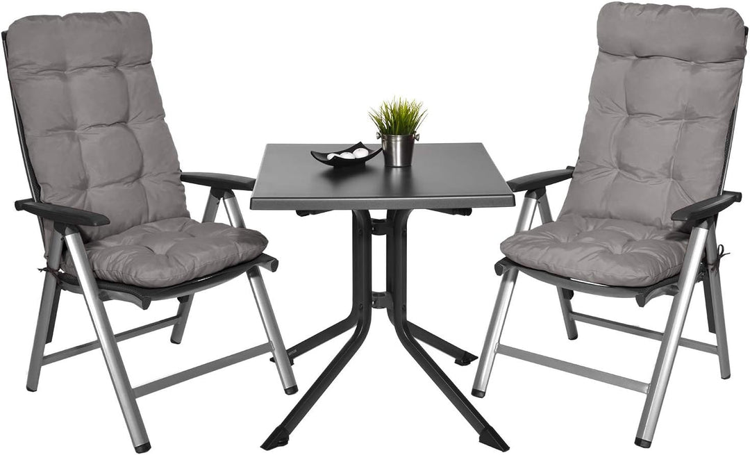 Beautissu 2er Set Hochlehner Auflagen 120x50x8cm - Sitzpolster Set für Gartenstühle Outdoor Stuhlkis