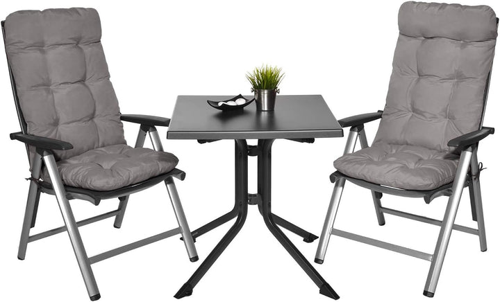 Beautissu 2er Set Hochlehner Auflagen 120x50x8cm - Sitzpolster Set für Gartenstühle Outdoor Stuhlkis
