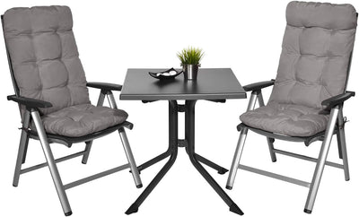 Beautissu 2er Set Hochlehner Auflagen 120x50x8cm - Sitzpolster Set für Gartenstühle Outdoor Stuhlkis