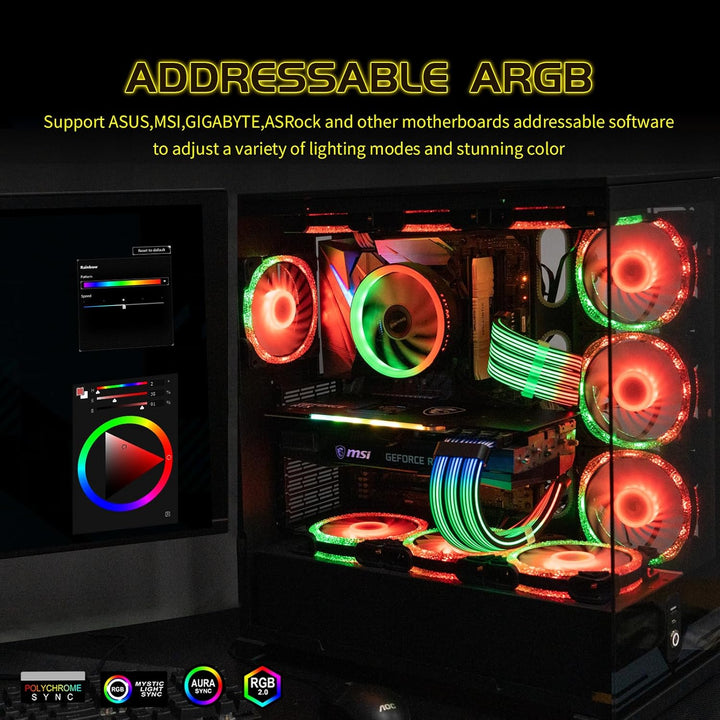 Sirlyr 24 Pin RGB Kabel,RGB PSU Kabel Verlängerungen - 5V 3Pin Addressable ARGB Motherboard Netzteil