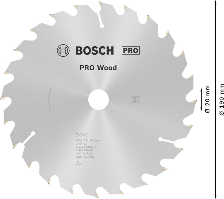 Bosch 1x PRO Wood Kreissägeblatt für Akku-Handkreissägen (für Weichholz, Hartholz, Ø mm, Professiona