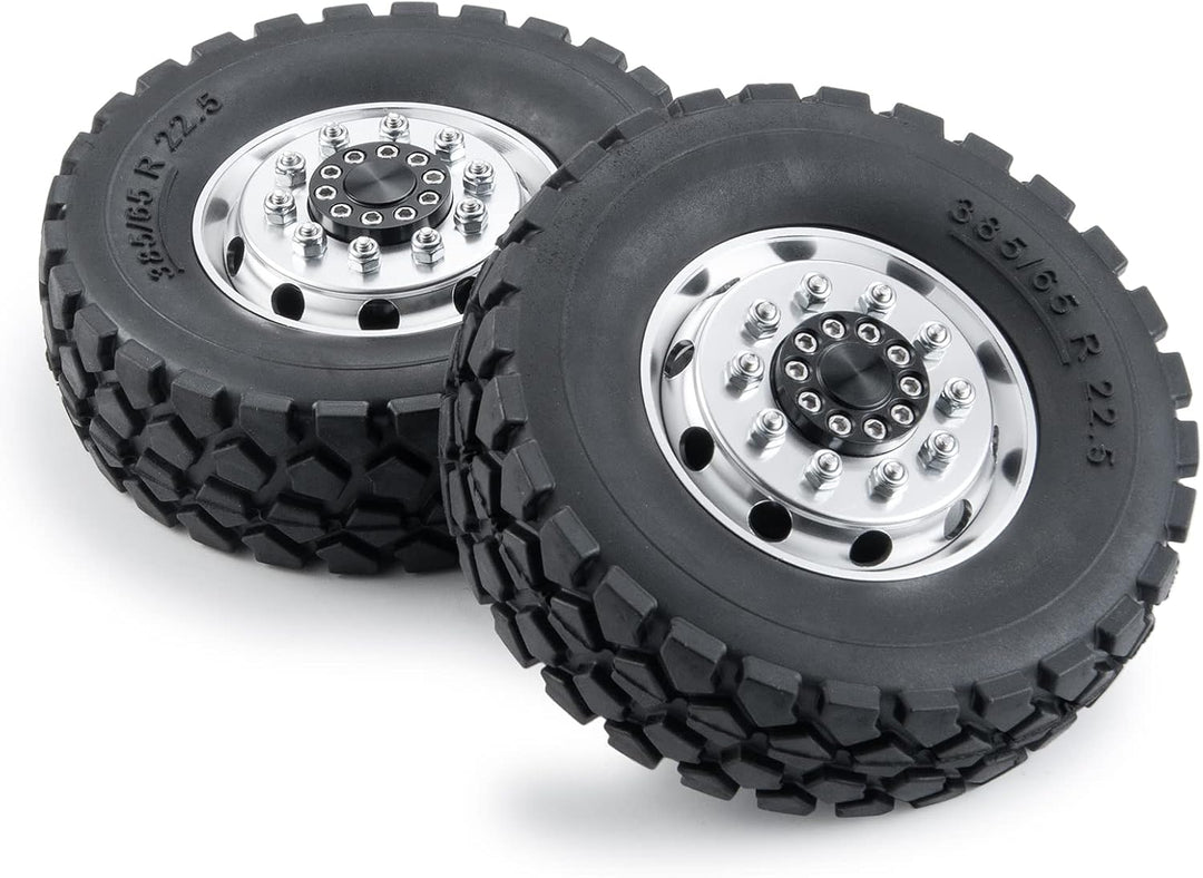 AXspeed 1/14th 4pcs/Set Metall Vorderrad Felgen Reifen Set für Tamiya Traktor Climbing Trailer Cargo