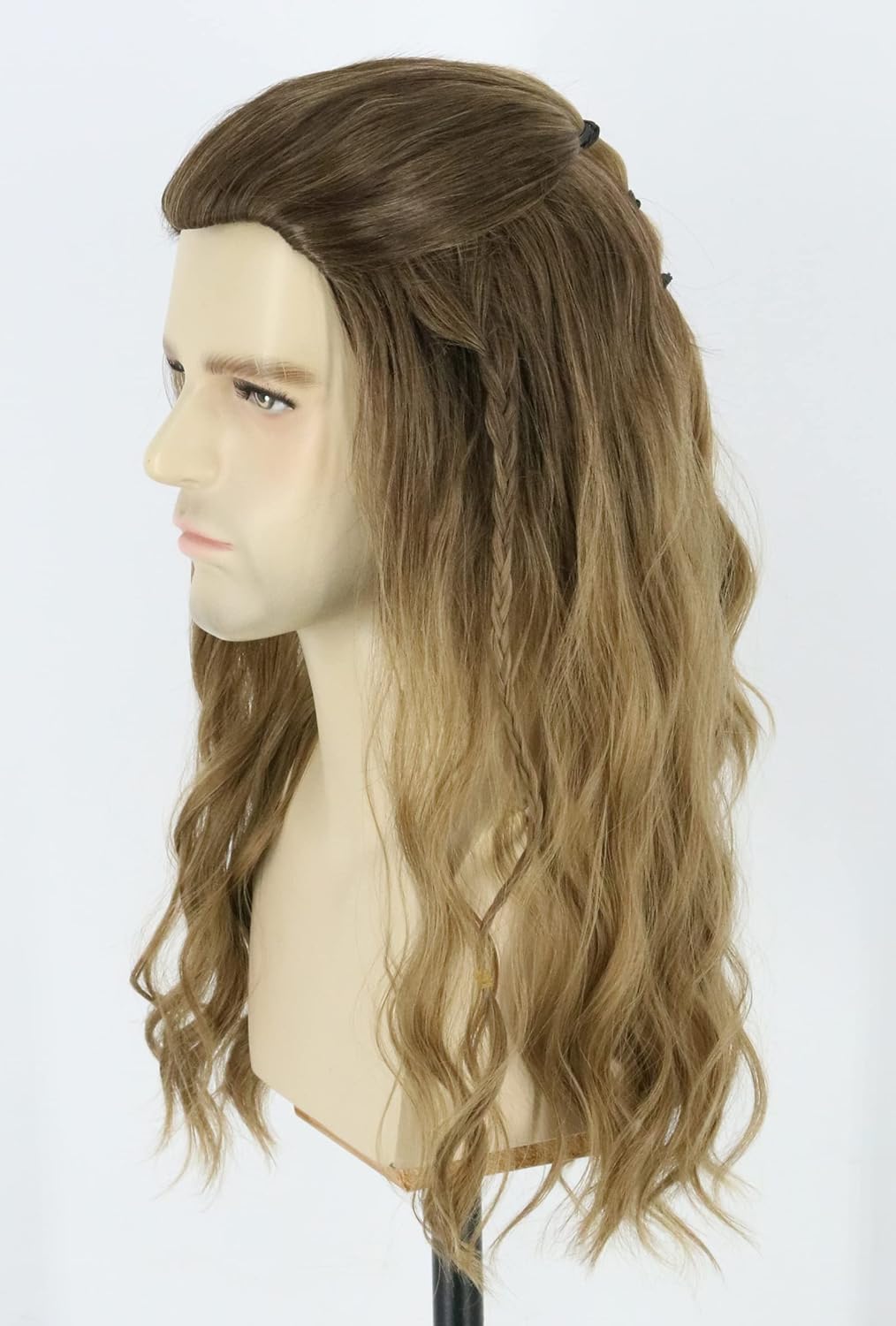 Topcosplay Perücke für Herren Lang lockige Aschblond Perücke für Cosplay Halloween Kostüm