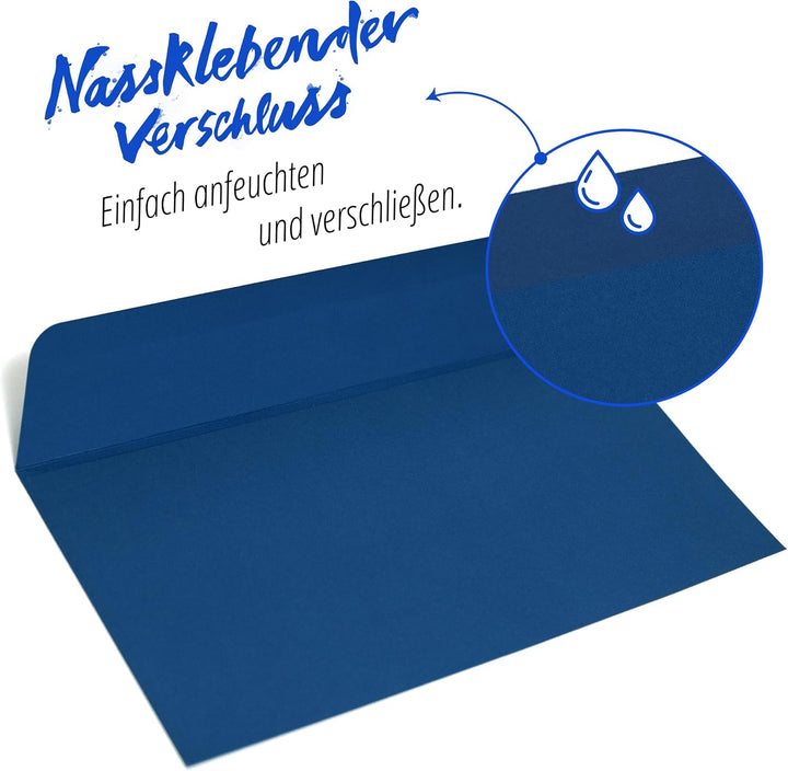 Briefumschläge (100 Stück) aus Papier, Kuvert, Umschlag ohne Fenster - DIN lang - 220 x 110 mm - bla