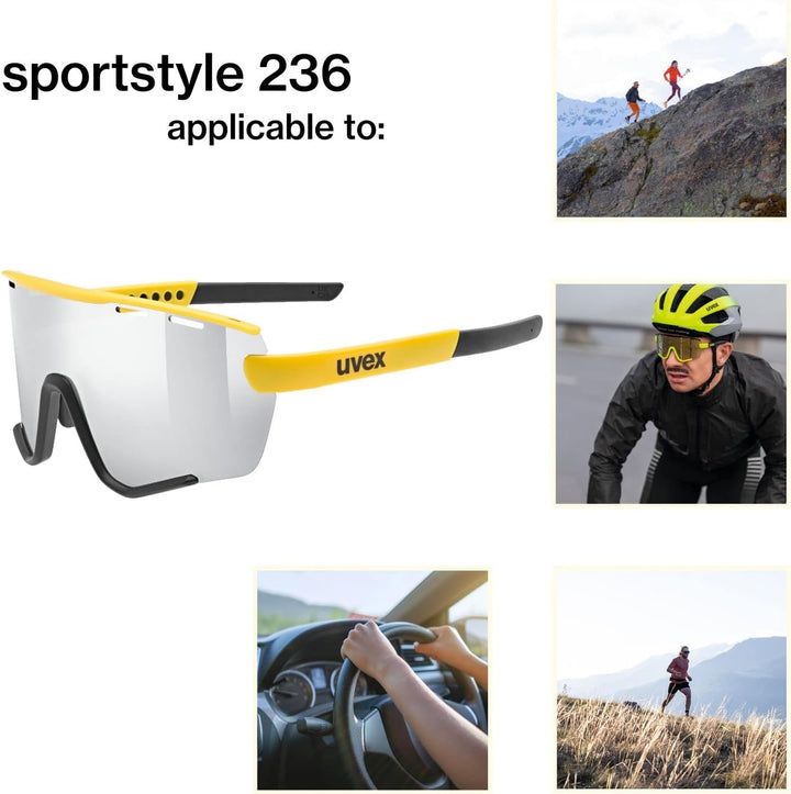 uvex Unisex Sportstyle 236 Set Sportbrille (1er Pack) Einheitsgrösse sunbee-black matt/silver, Einhe