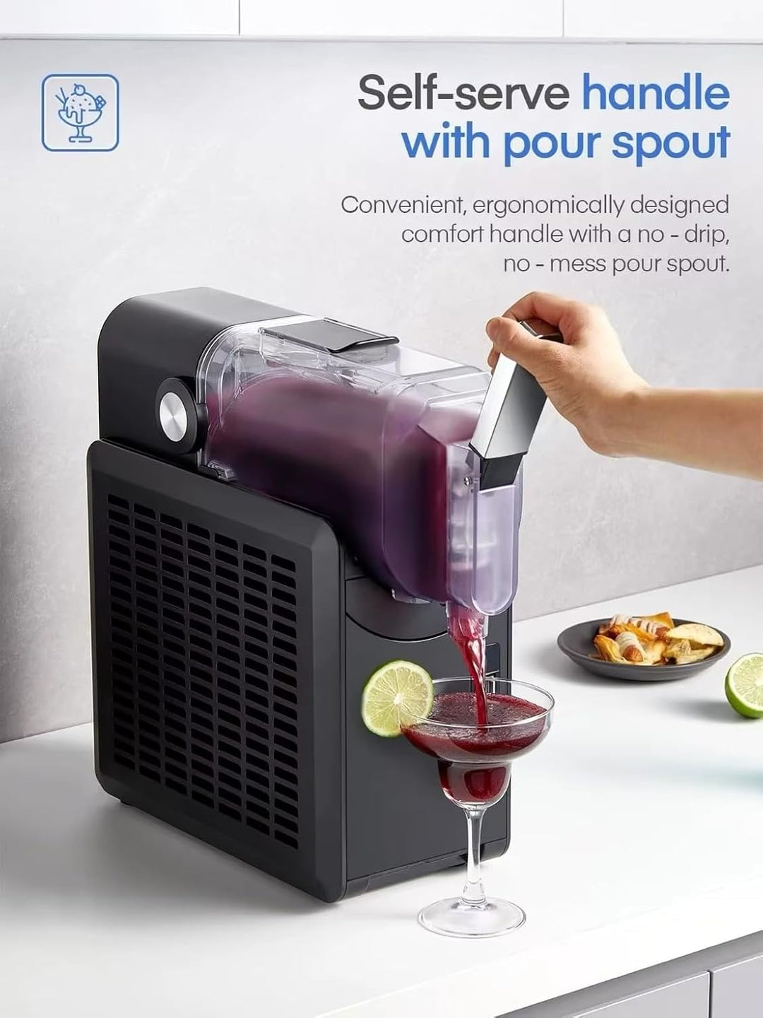 Silver Style - 5-in-1-Eisgetränkmaschine – Slush Maschine und Granita, Kapazität 1,5 l, bereit in 35