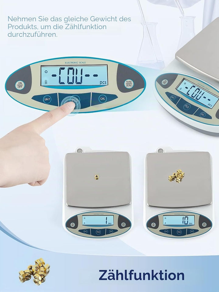 CGOLDENWALL Digitale Laborwaage 5kgx0,1g Elektronische Präzisions-Analysewaage Schmuck Küche Industr