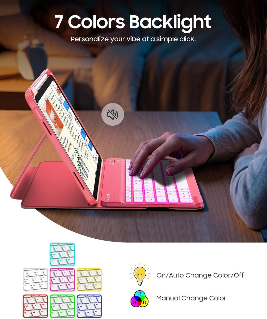 FINTIE 360° drehbare Tastatur Hülle für iPad A16 11/10 Generation 11/10,9 Zoll 2025/2022, 7-farbige