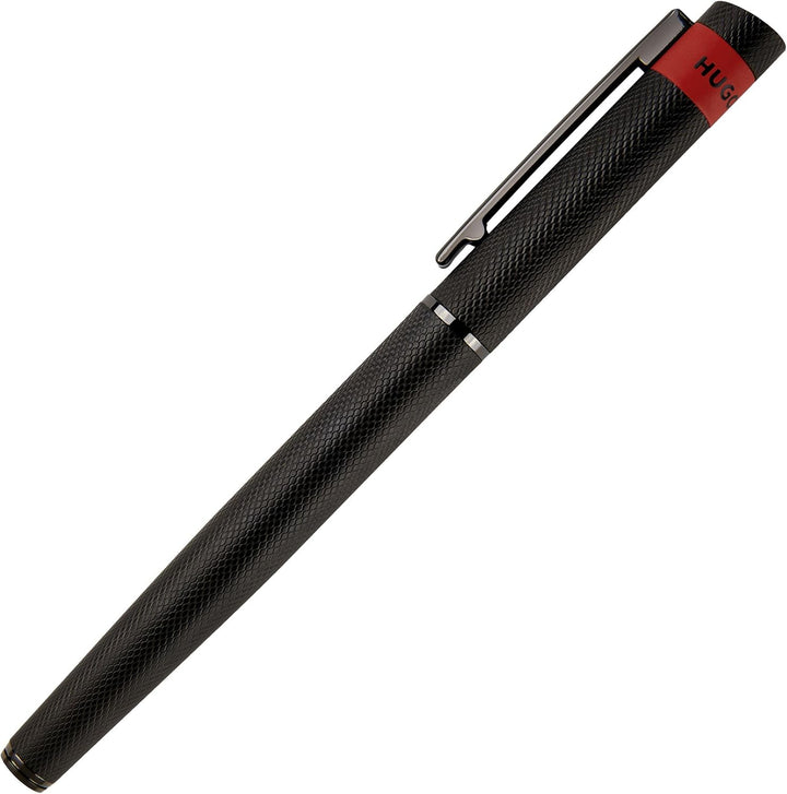 Hugo Boss Loop Diamond Füllfederhalter aus Messing in der Farbe Schwarz, Länge: 14,7cm, Federstärke: