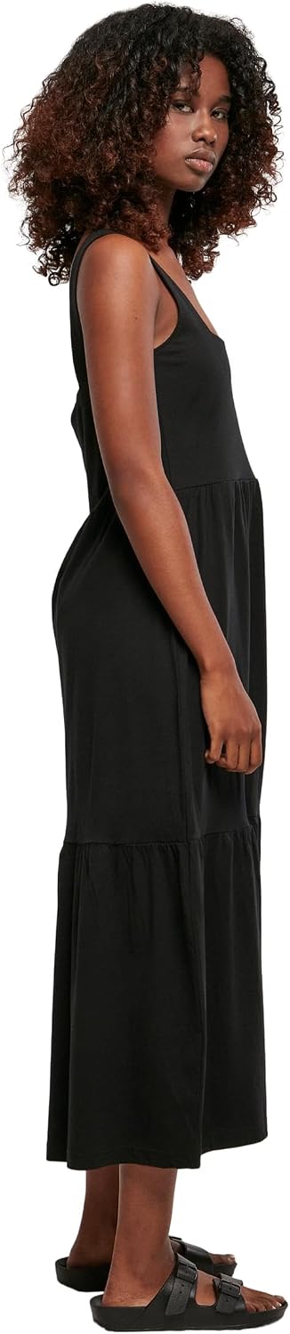 Urban Classics Damen Kleid mit breiten Trägern und Volant Einsätzen, Frauen Sommerkleid in 4 Farben