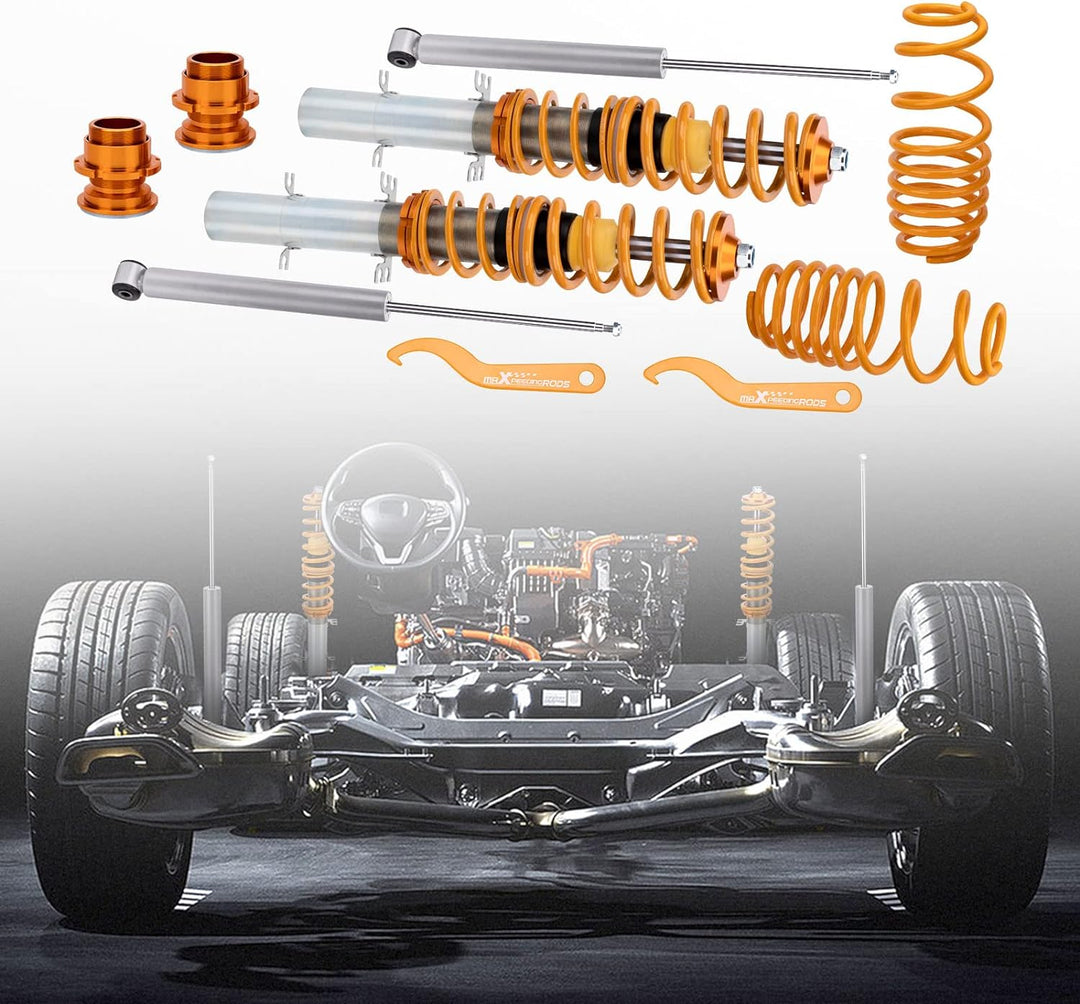 maXpeedingrods Gewindefahrwerk für Golf 4/für Seat Leon 1M1/für VW New Beetle 9C1, 1C1-Golden