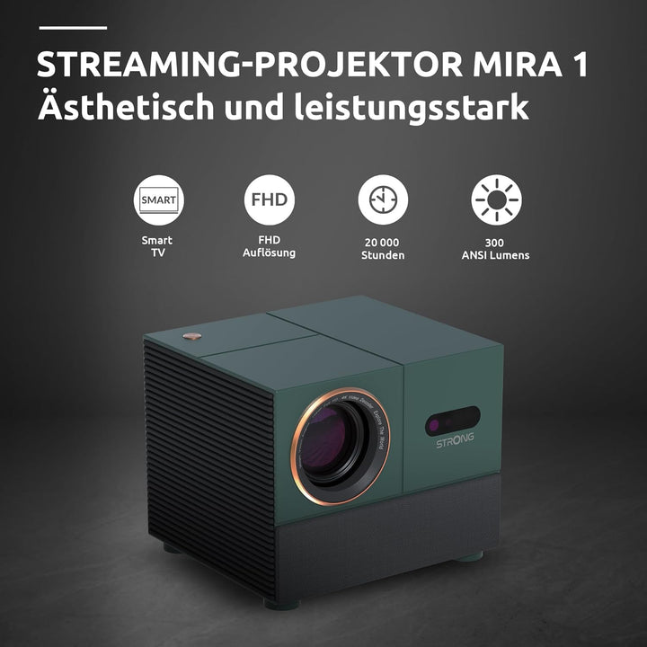 Strong MIRA1 Smart Beamer Offizieller Google TV 1080p Mit 4k-Unterstützung, Auto Fokus & Keystone, W