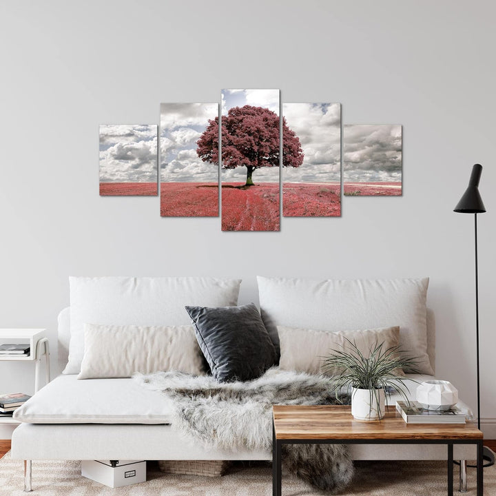 Runa Art Wandbilder Landschaft Baum 5 Teilig Bild auf Vlies Leinwand Deko Schlafzimmer Wohnzimmer Bl
