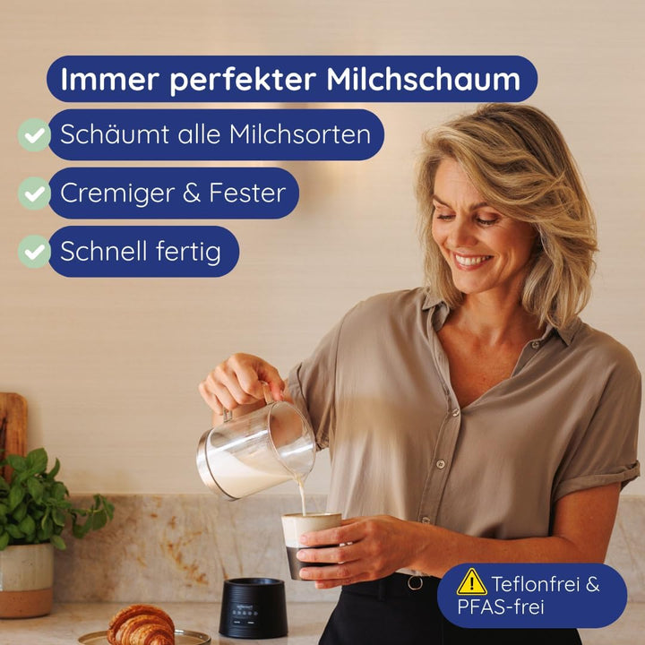 Safecourt Elektrischer Milchaufschäumer – herausnehmbarer Glasbehälter [500ML & 100% mikroplastikfre