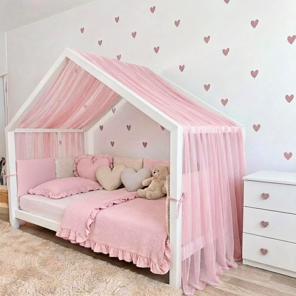 Baby Fancyroom Hausbett Himmel aus Tüll, Handgefertigt, Gekräuselt, Baldachin, Betthimmel für Kinder