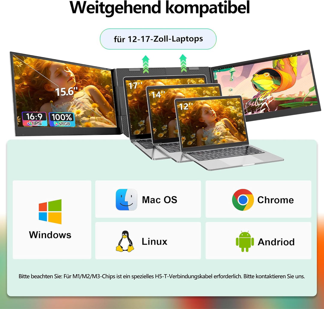 Laptop Bildschirm Erweiterung, 15.6 Inch FHD IPS Laptop Monitor Erweiterung, Laptop Screen Extender