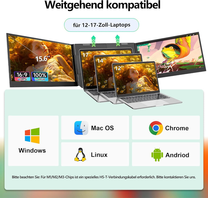 Laptop Bildschirm Erweiterung, 15.6 Inch FHD IPS Laptop Monitor Erweiterung, Laptop Screen Extender