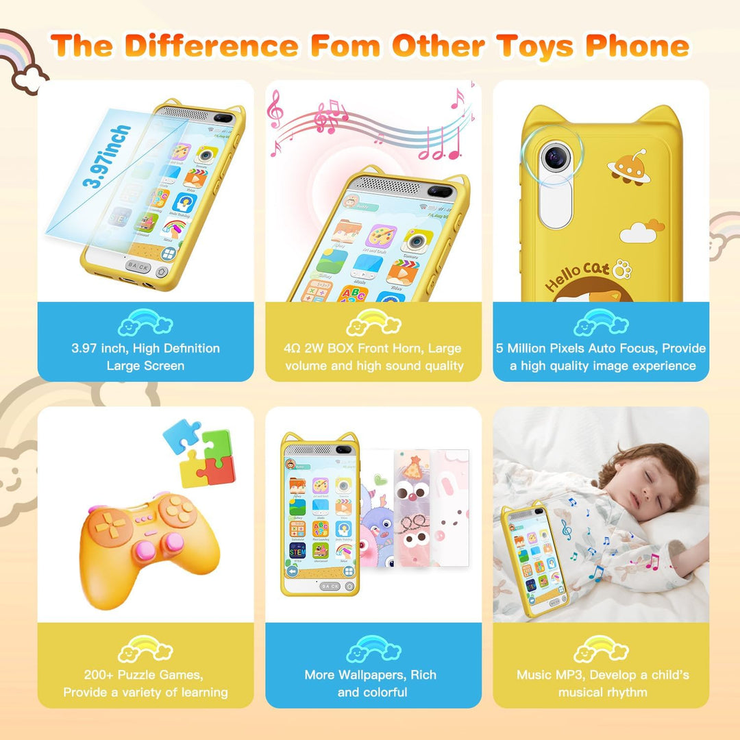 Kinderhandy Spielzeug 3.97 Zoll Touchscreen Pretend Smartphone, Kinder Smart Phone Weihnachts- und G