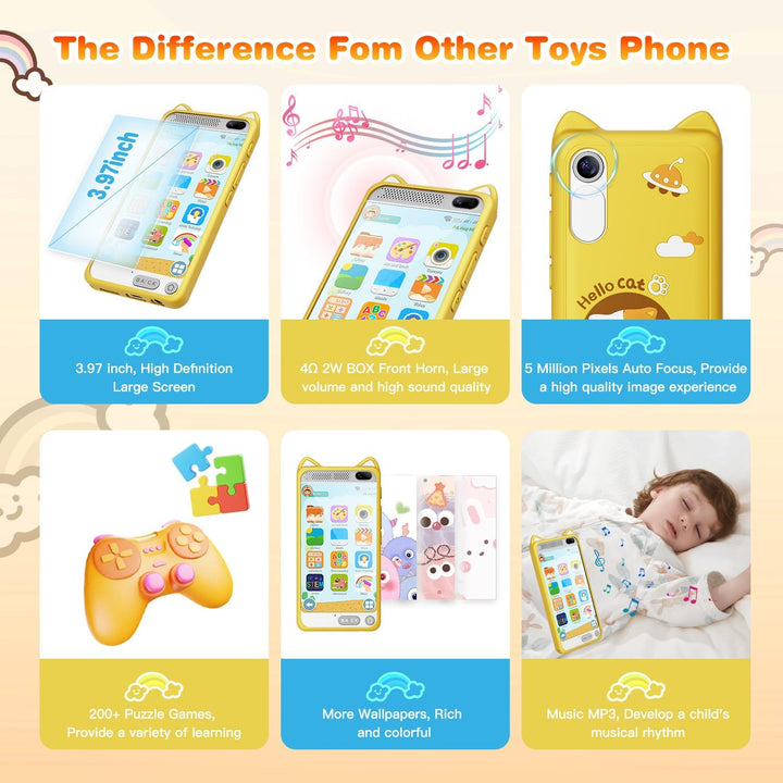 Kinderhandy Spielzeug 3.97 Zoll Touchscreen Pretend Smartphone, Kinder Smart Phone Weihnachts- und G