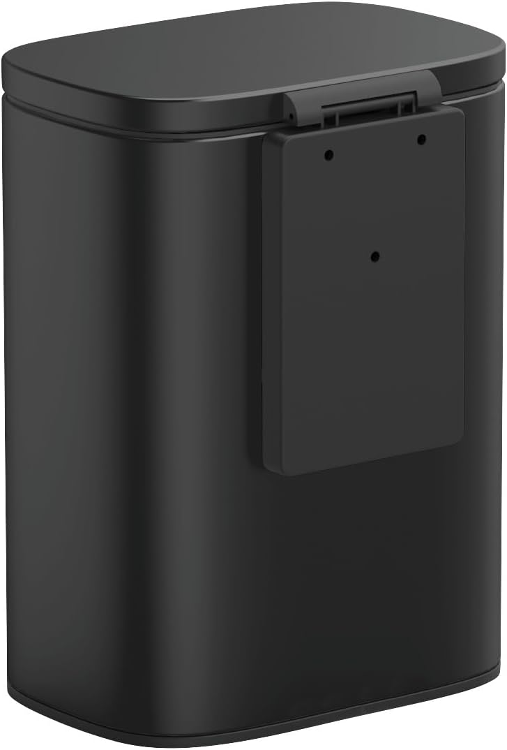 WENKO Wand-Kosmetikeimer Sare 5 Liter, Mülleimer mit Deckel und Easy-Close Absenkautomatik, Badezimm
