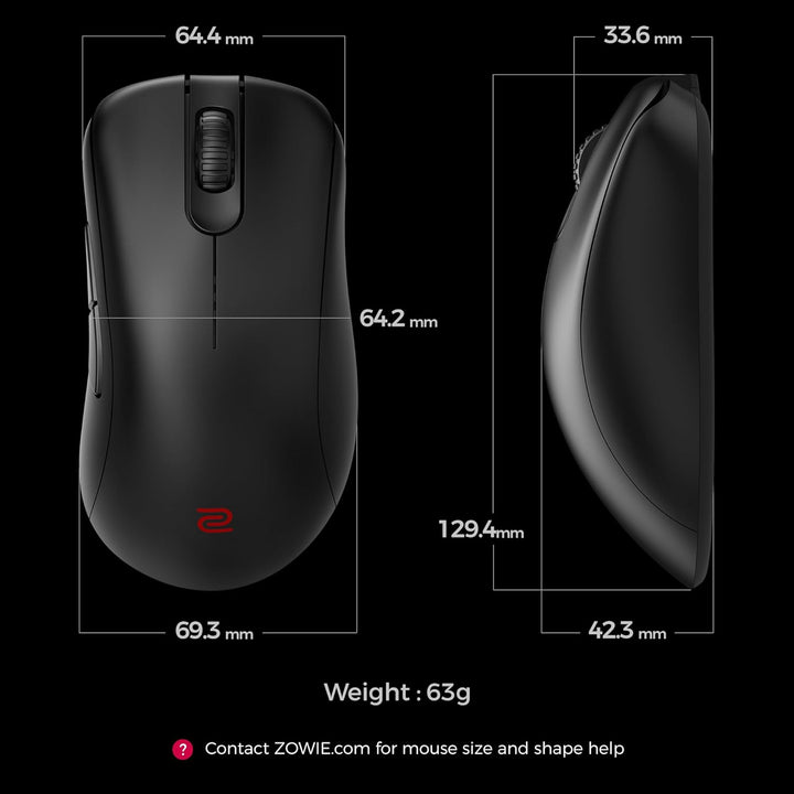 BenQ Zowie EC1-DW Kabellose 4K-Maus für E-Sport, Sportwissenschaft, optimierter 4K-Empfänger, 63 g,