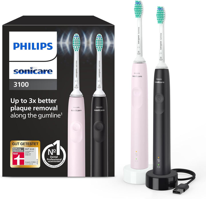 Philips Sonicare 3100 elektrische Zahnbürste, Schallzahnbürste, Andruckkontrolle und Timer, Sugar Ro