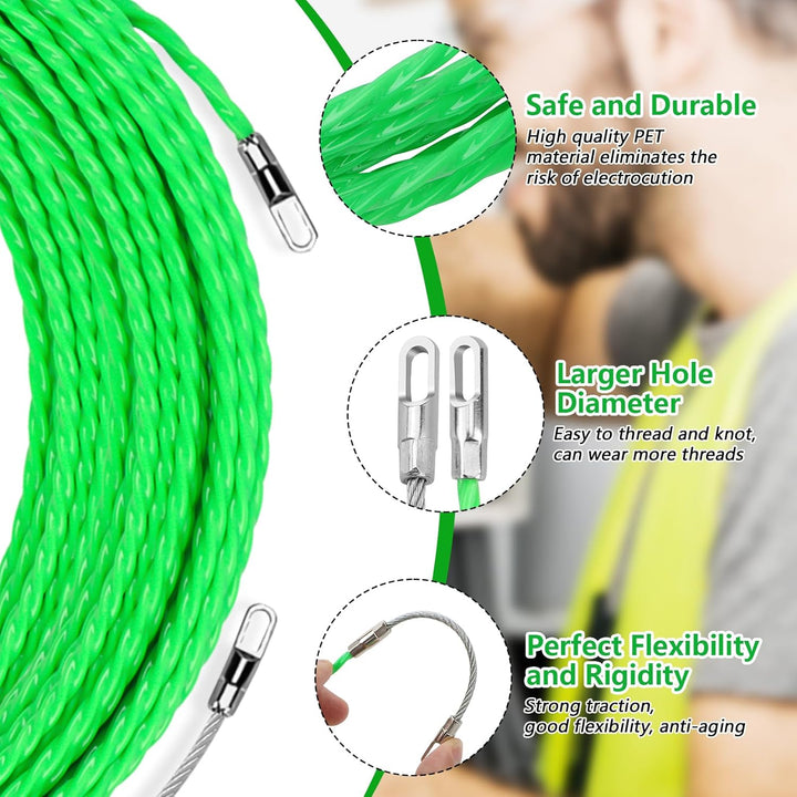 4 Stück Kabeleinziehhilfe 15m, Einziehspirale Zugdraht mit 8 Führungsfeder, Einziehband φ3 mm, Kabel