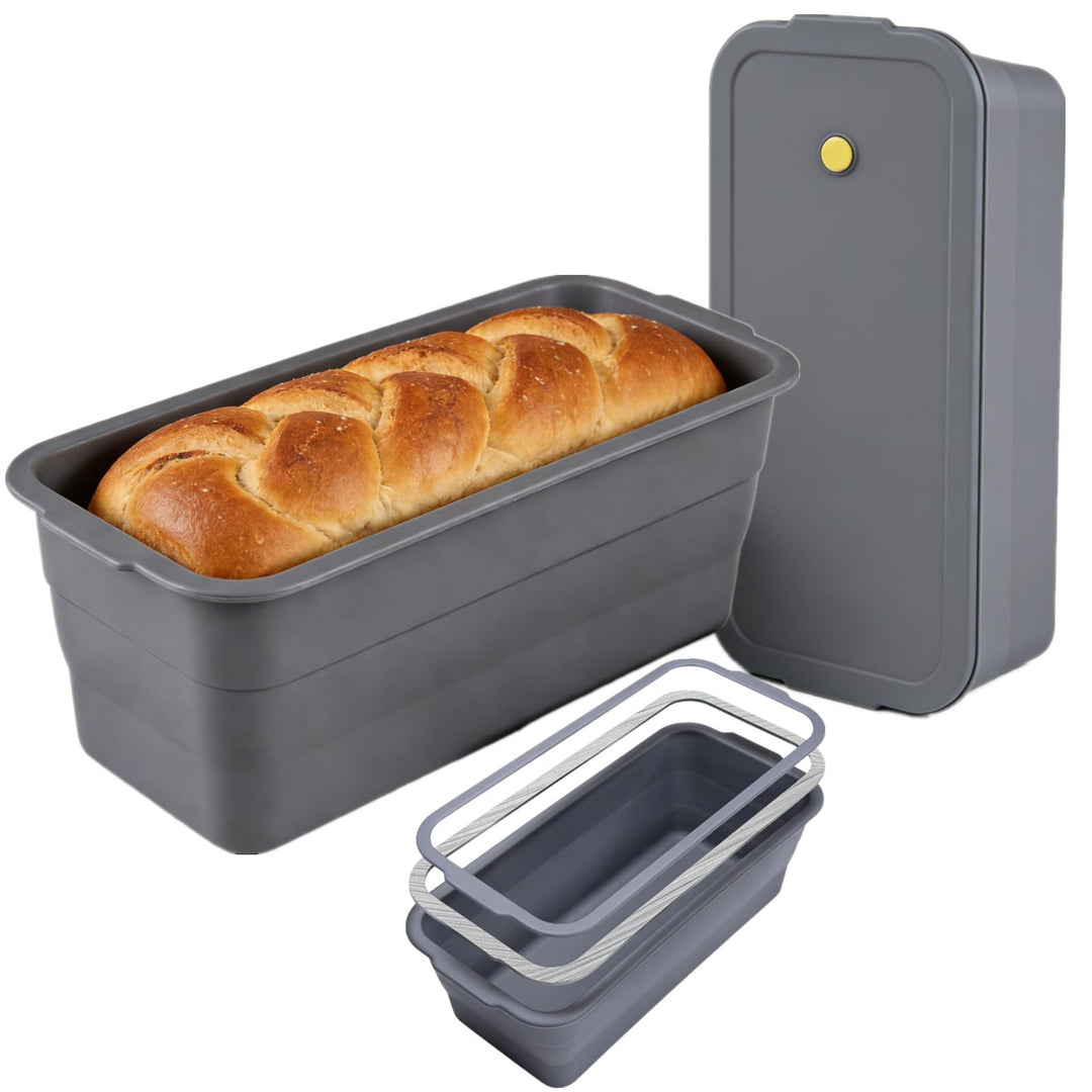 Gross Brotbackform, Faltbare Toast Form mit Deckel, verstärkter Griff, Silikonform, Backformen Kaste