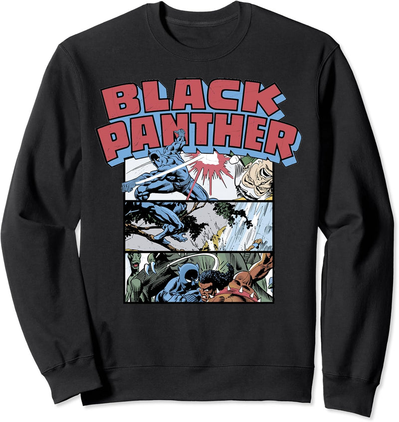 Marvel Black Panther Retro Comic Stacked Panel Art Sweatshirt