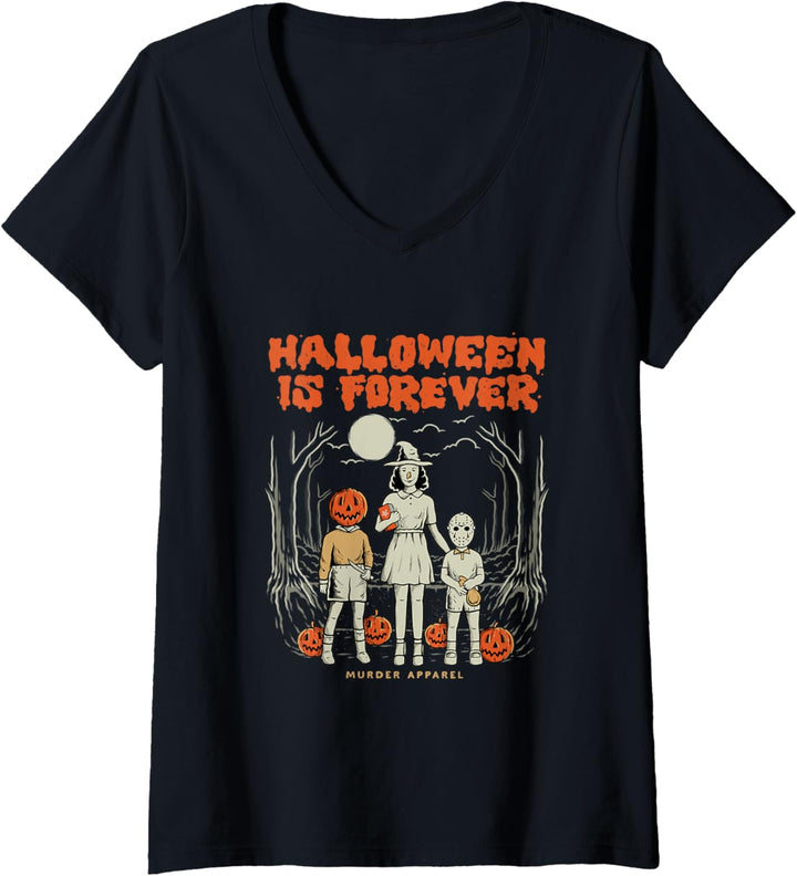 Damen Halloween ist für immer T-Shirt mit V-Ausschnitt