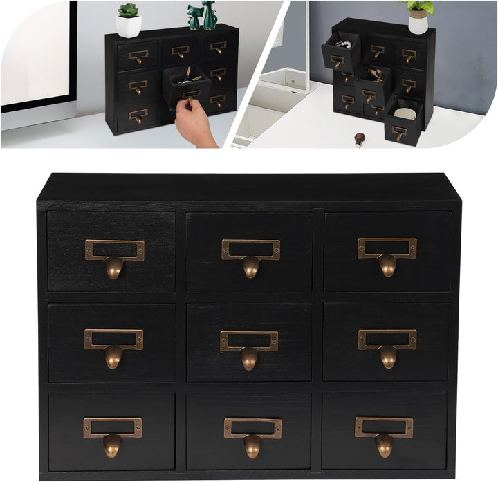 Schubladen Apotheker Schrank Apotheker-Holz-Vintage Schubladenbox mit 9 Schubladen für Schlafzimmer